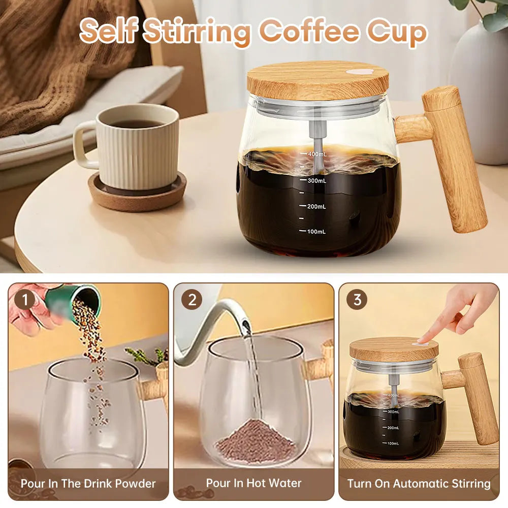 400 ml Glass Self-Stirring Mug